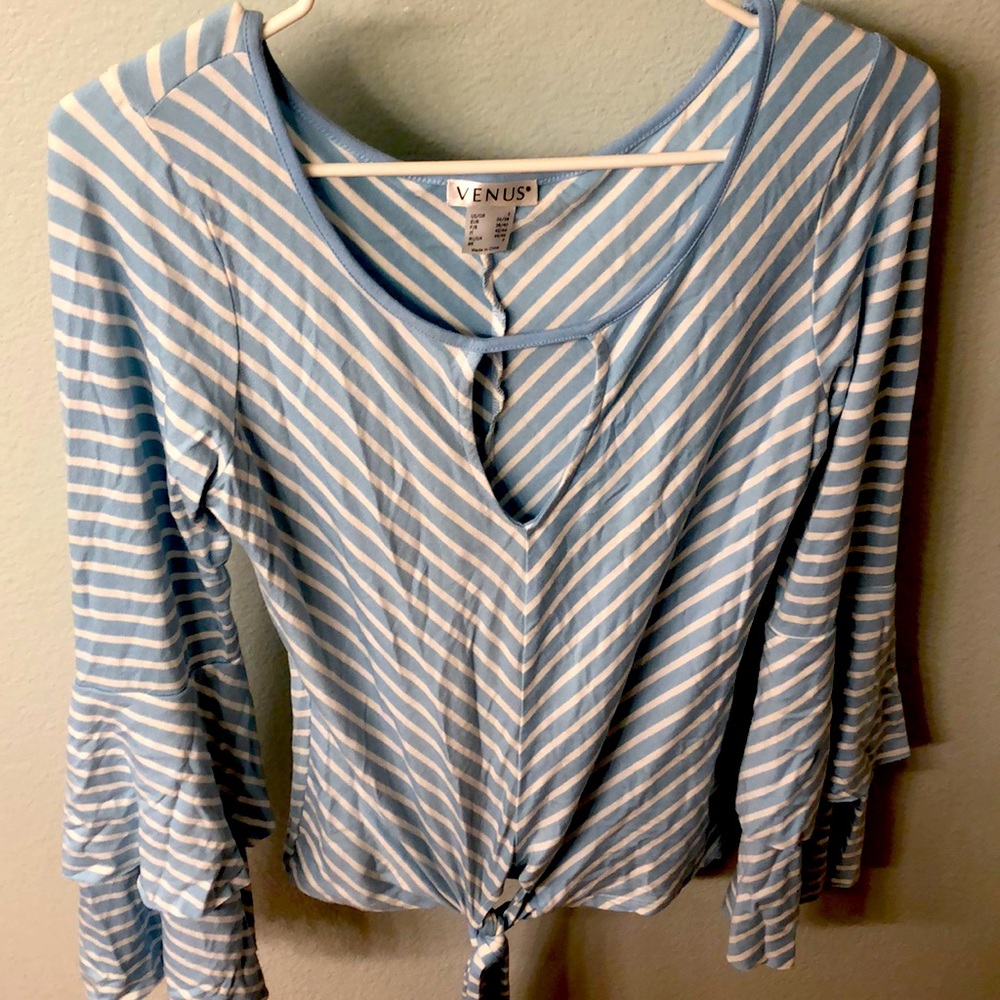 Womens open neck, bell sleeve with peep hole